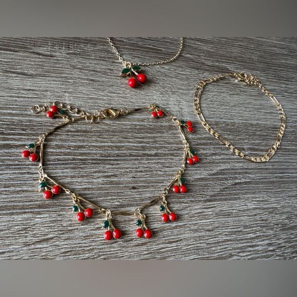 Cherry Charm anklet Set A1234 - Picture 4 of 4